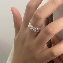 S925纯银韩版小众设计感闪光复古编织戒指韩式风个性手工指环批发