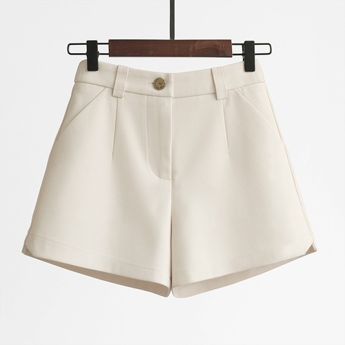 High-waisted, wide-leg loose casual shorts