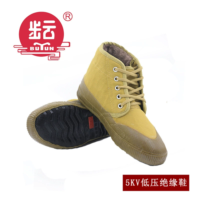 Зимняя утолщенная большая сумка электрика на флисовой подкладке, утепленная хлопковая обувь, защитная обувь 5 кВ, мужская и женская защитная обувь с высокой талией и высоким берцем