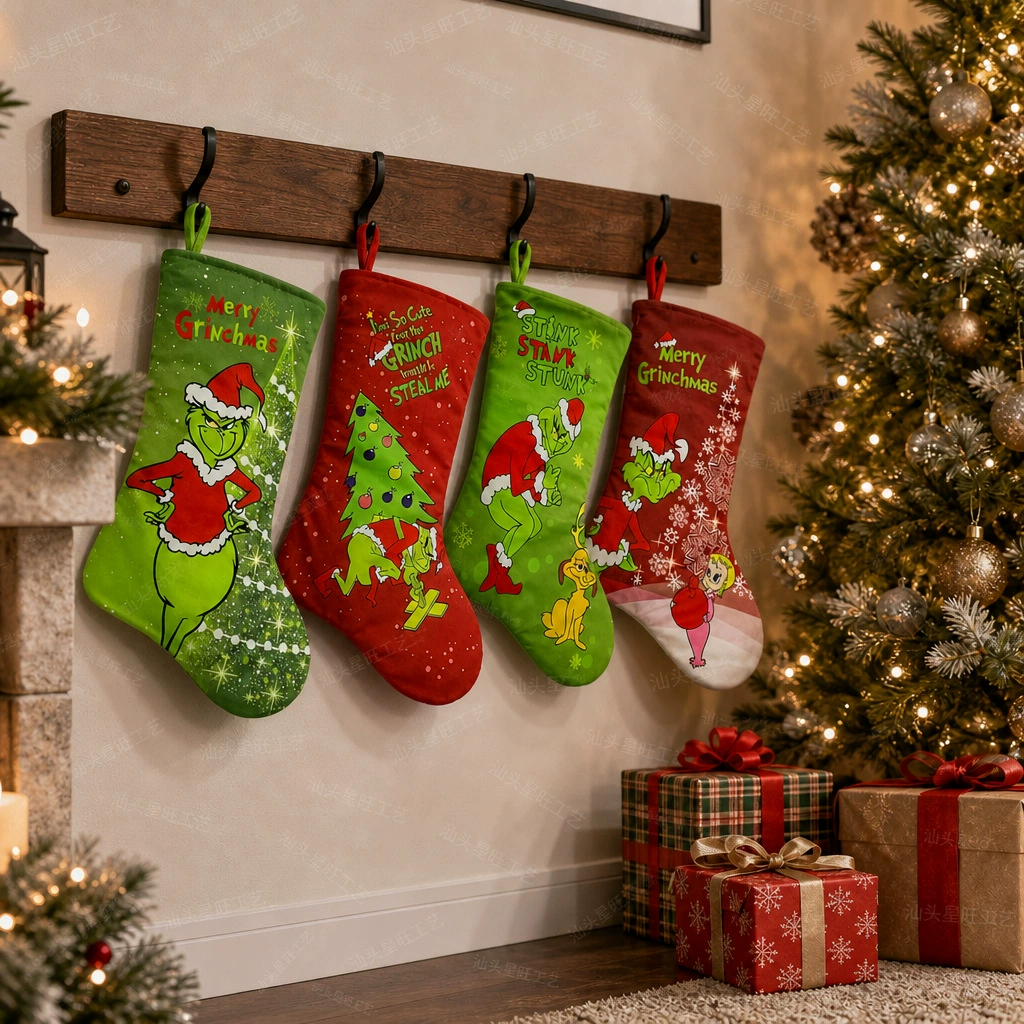 Green Christmas Grinch Socks