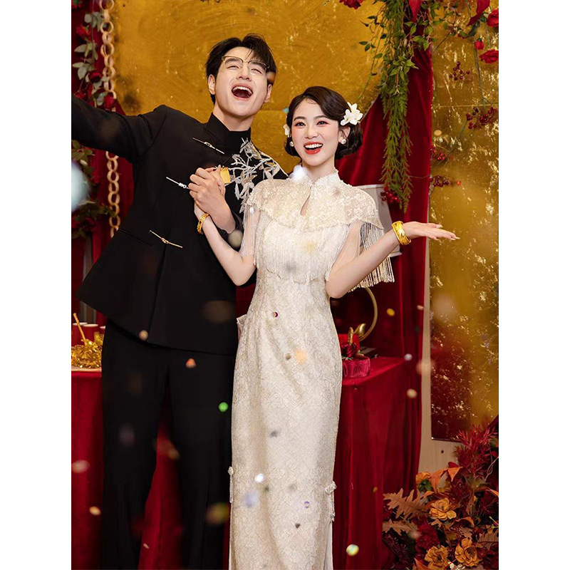 Champagne-Colored Engagement Dress, Toast Dress, Bride's 2026 New Style Banquet, Homecoming, Thank-You Banquet, Certificate-Accepting Evening Dress