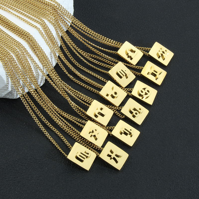 Fashion Constellation Titanium Steel Plating Pendant Necklace 1 Piece