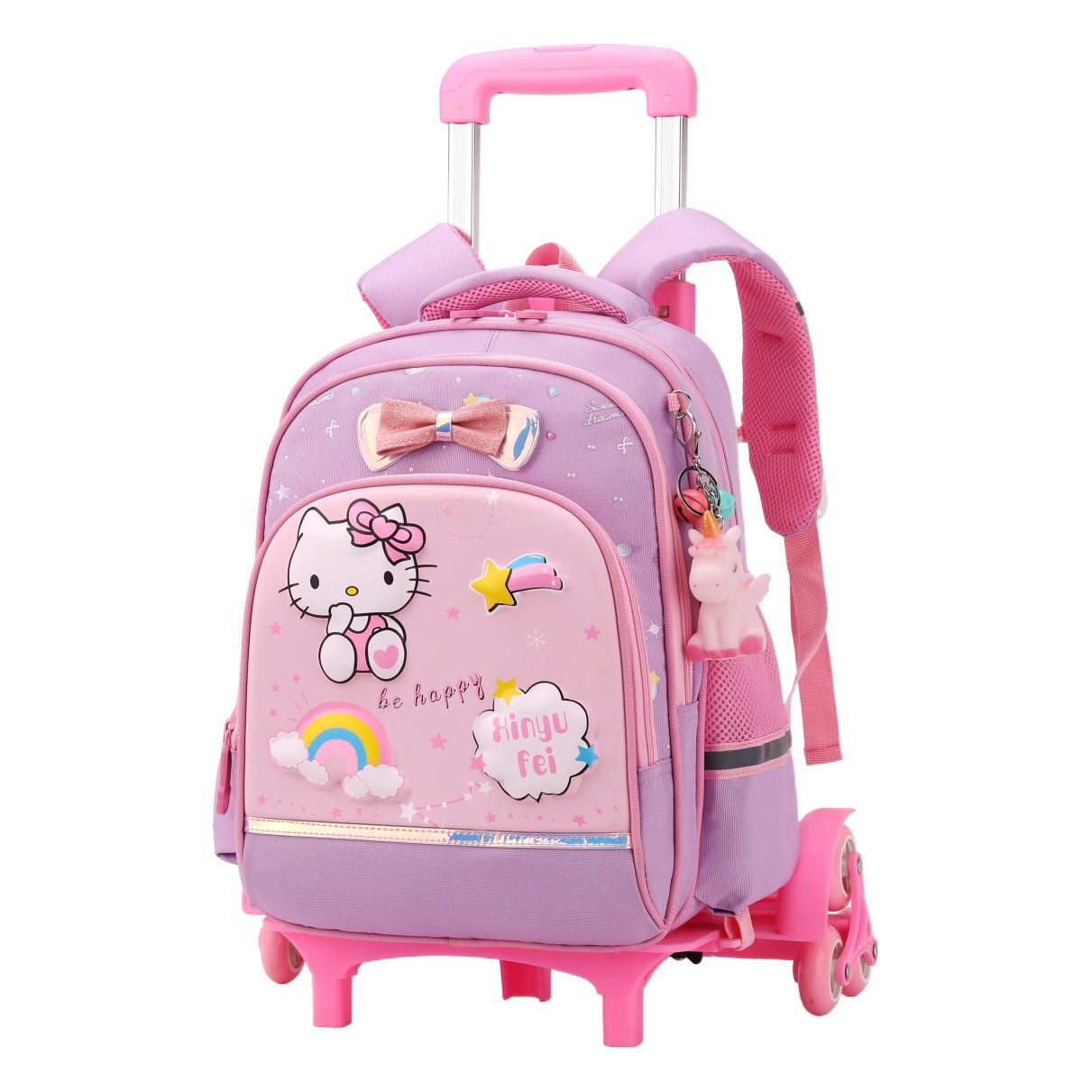 Mochila escolar con ruedas para niños de primaria con seis ruedas que pueden subir escaleras, mochila impermeable de gran capacidad y que reduce la carga para niñas de 1.º a 3.er grado