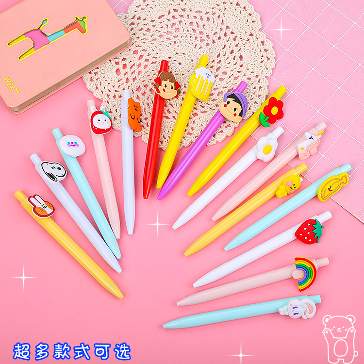 Linda chica corazón dibujos animados parche pluma papelería creativa estudiante fresco prensa pluma de alto aspecto Oficina