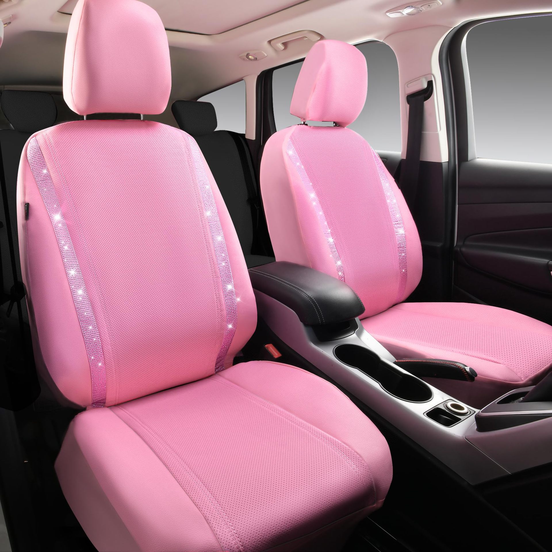 Diamond-Studded Car Seat Set, Rhinestone Car Seat Covers, Diamond Leather Car Seat Covers, Universal