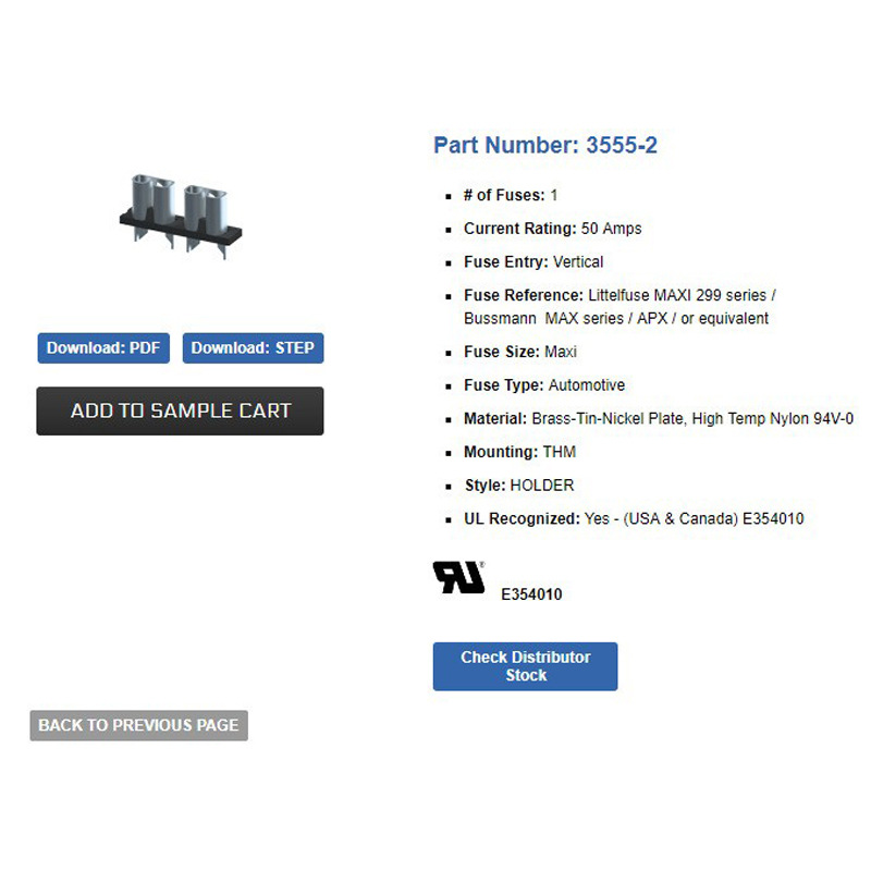 KEYSTONE ELECTRONICS 3555-2塑胶保险丝座电木保险丝座按环保分