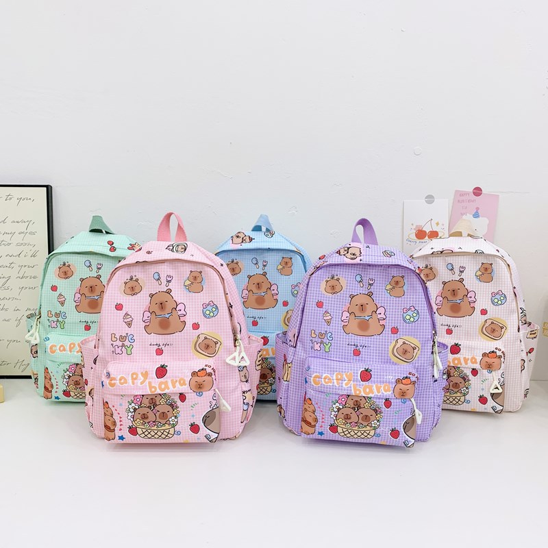 2025 Cross-border Kapibala Mochila de nailon ligero y versátil para niños Mochila de jardín de infantes de moda para niñas