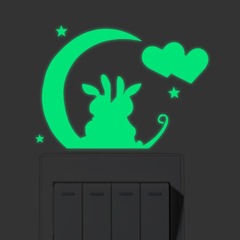 Foreign trade cross-border new style couple rabbit luminous decorative wall stickers for living room and bedroom creative fluorescent switch self-adhesive wall stickers