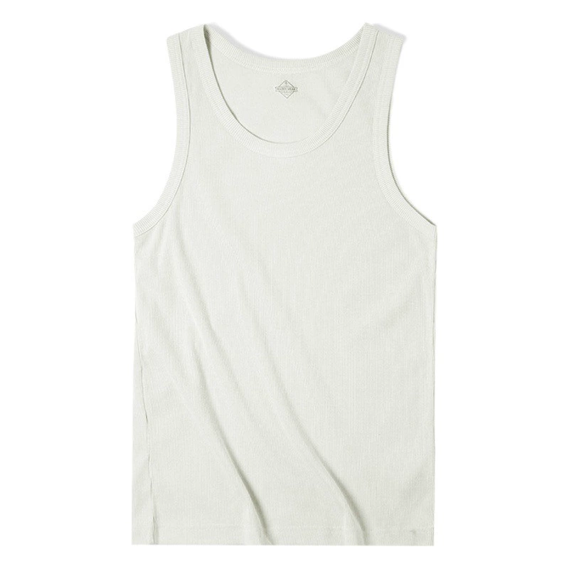 Мужская спортивная майка-безрукавка из белого хлопка в американском стиле, плотная, с ребристой внутренней частью, для фитнеса и повседневной носки.