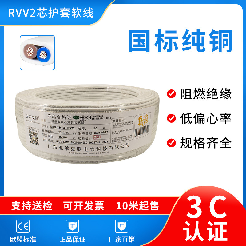 欧标H03VVH2-F  RVV扁线2芯1  1.5 2.5 4 6 平方铜芯VDE CE认证