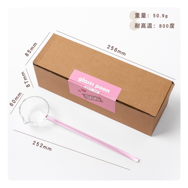 Fábrica creativa leche postre cuchara de color de vidrio hecho a mano boca puntiaguda cuchara sopa hogar boca oblicua hervida cuchara de vidrio de vino tinto