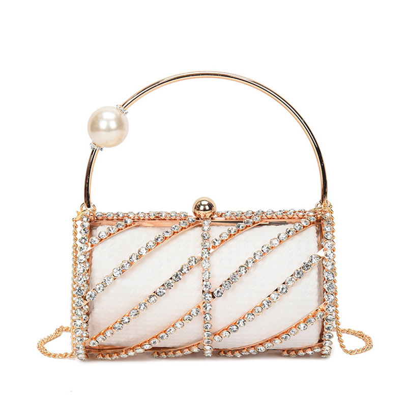 Famosa catena di perle tempestate di Internet per borsa da pranzo a tracolla, gabbia da trasporto in metallo alla moda, borsa da donna monospalla_voghion.com