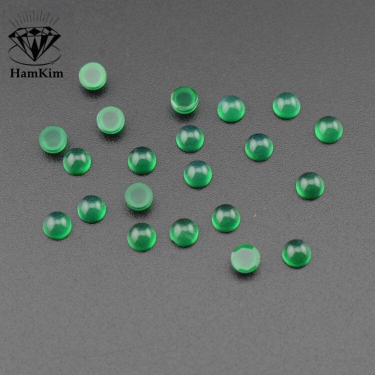 Green Agate Round 1.5-4mm Chrysoprase Flats Bottom Plain Gemstone Loose Stone Jewelry Crafts Inlaid with Stones