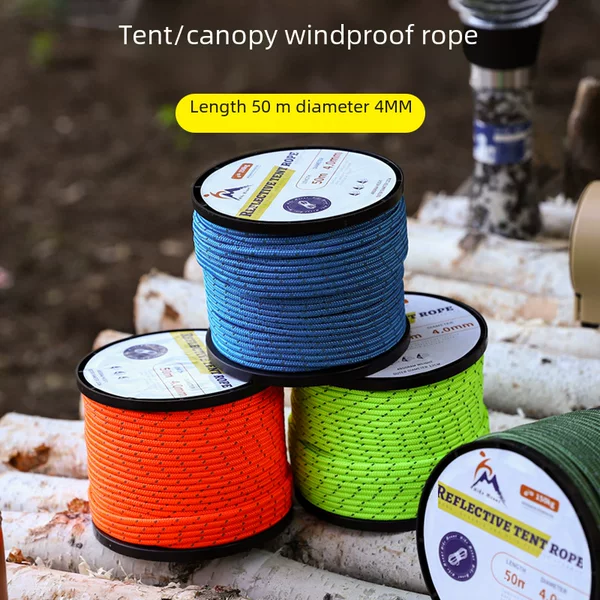 Outdoor tent rope full-roll reflective rope canopy windproof rope fixed rope binding rope thick reinforcement 4mm5mm6mm