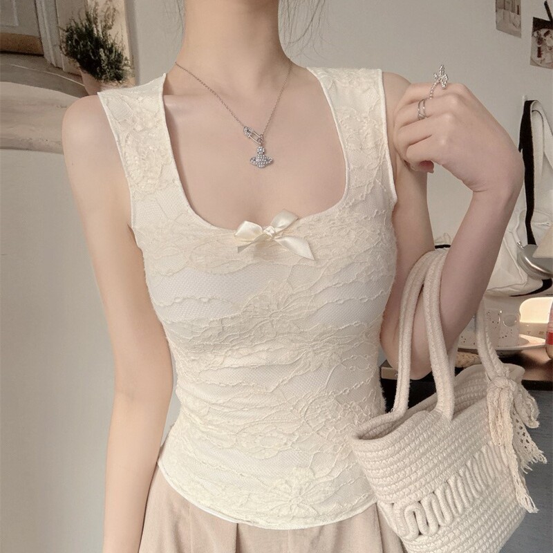 Autumn new pure desire sexy lace camisole for women, small fragrance style sleeveless top, inner wear for students and young girls, lingerie