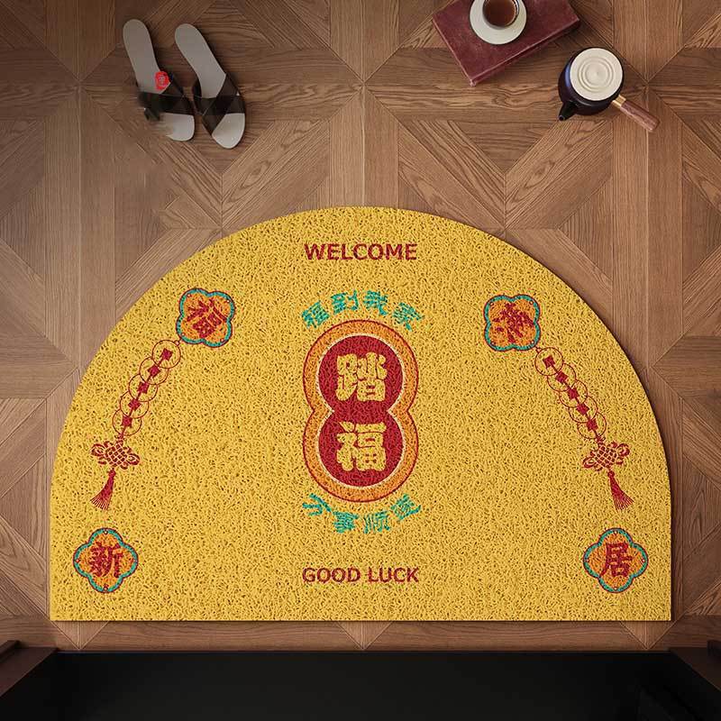 Entrance Door Non-Slip Mat for Attracting Wealth, Semi-Circular Entryway Mat for Attracting Wealth and Fortune, Dirt-Scraping Foot Mat Carpet Entrance Door Non-Slip Mat for Attracting Wealth, Semi-Circular Entryway Mat for Attracting Wealth and Fortune, Dirt-Scraping Foot Mat Carpet