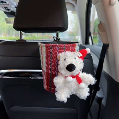Car tissue box/set — tissue bag, hanging type, high-end tissue - red-hat-west-highland-fabric-trash-can-clip-on-style