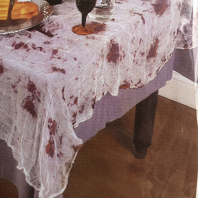 厂家直供创意宽松编织抗皱布面料 恐怖的万圣节场景装饰桌面装饰