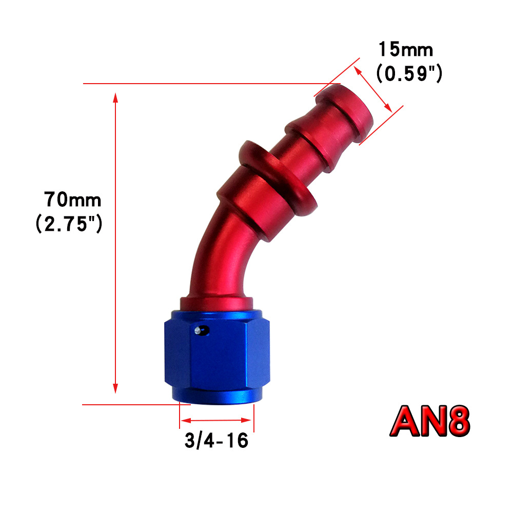 Digər kuzov və aksesuarlar, Qìchē Oil Cooler Fitting - an8-45-red-blue