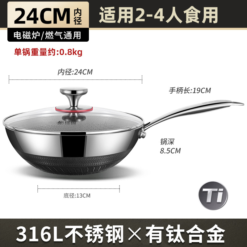 Sartén pequeña de acero inoxidable 316, sartén antiadherente sin recubrimiento de panal de titanio para el hogar, cocina de inducción, sartén especial