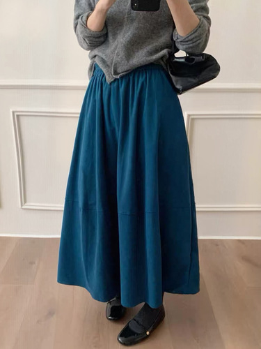 Korean Retro Corduroy Semi-Body Skirt for Women - Autumn/Winter High-Waist Slimming Medium-Length Skirt for Petite Figures - Knife-A-line Skirt