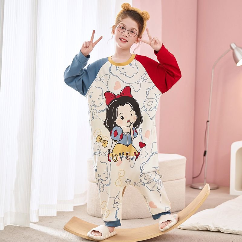 女の子の連体パジャマ子供の長袖は春と秋の赤ちゃんに風邪をひかれないようにされています。|undefined