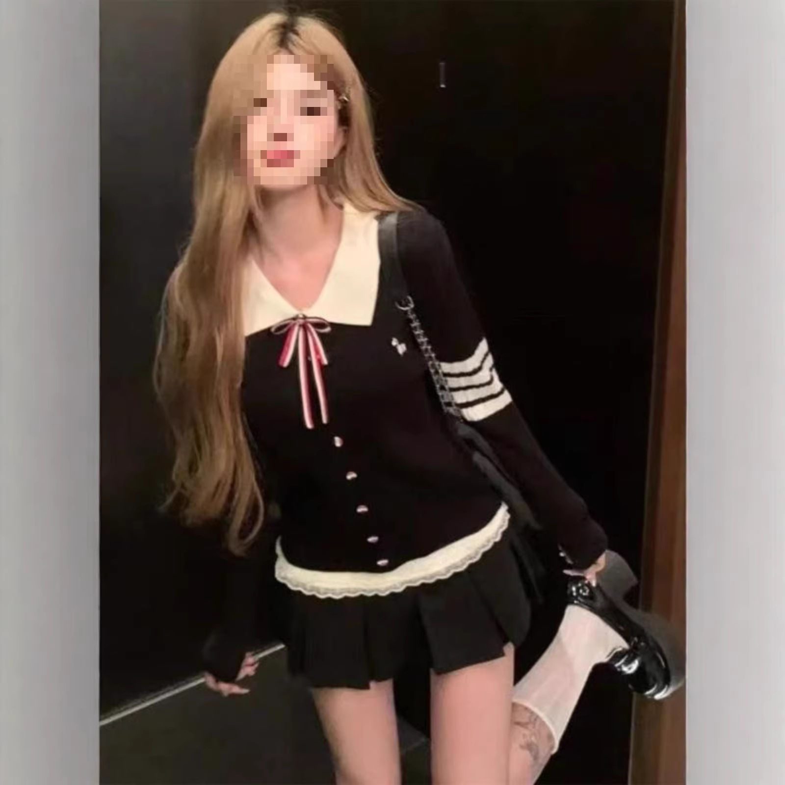 Beautiful Little Suit, Fitted Knitted Sweater, Long-Sleeved Top, Skirt, Jk Uniform, Autumn and Winter Sexy Outfit