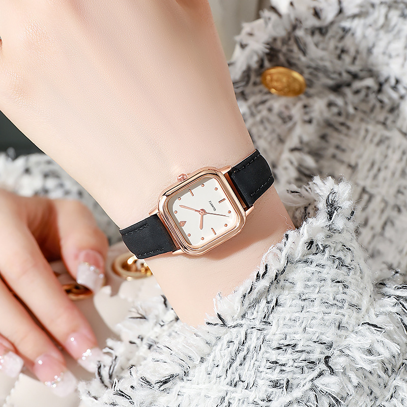 Small Square Shaped Simple Casual Ins Style Niche Light Luxury Big Temperament Quartz Belt Women's Watch_voghion.com