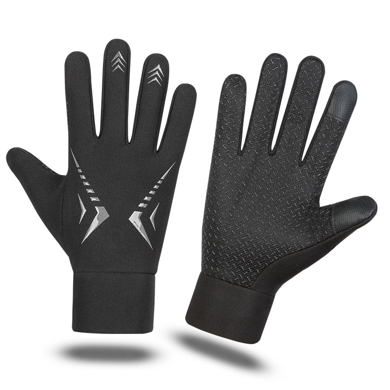 Windproof, Waterproof, Fleece Lined, Warm Motorcycle Winter Cold-Riding Gear Riding Full Finger Male Delivery Gloves Touch Screen