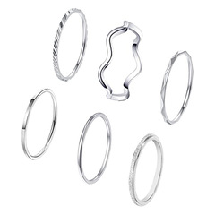 星合 歐美跨境飾品 簡約女士關節戒指 素圈壓花堆疊圓環指環 批發