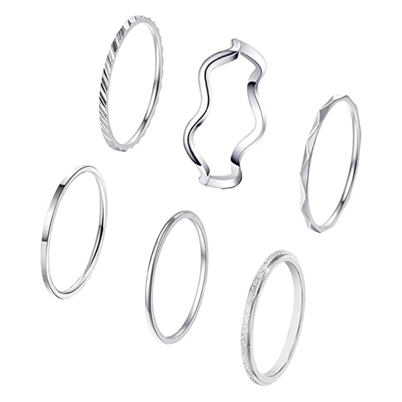 Xinghe Europe and the United States cross-border jewelry simple ladies joint ring plain ring embossing stacking ring ring ring wholesale