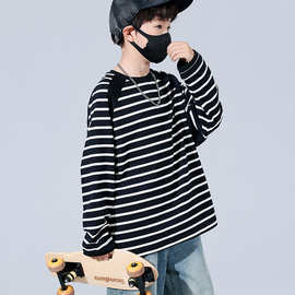 巴拉巴拉秋季中大男童长袖T恤新款童装儿童男孩条纹打底衫个性潮t