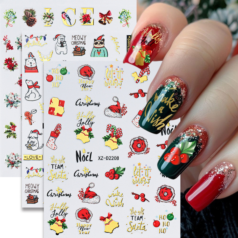 Christmas bronzing lady nail art stickers snowman snowflake elk Christmas atmosphere nail decoration stickers adhesive stickers Christmas bronzing lady nail art stickers snowman snowflake elk Christmas atmosphere nail decoration stickers adhesive stickers