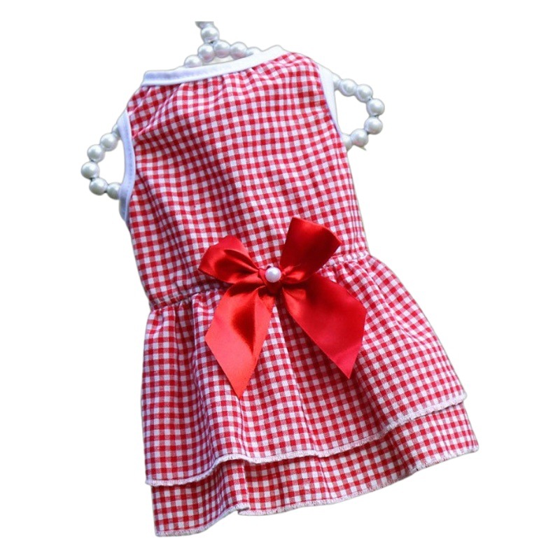 Perro falda arco vestido de boda primavera/verano otoño nuevo Plaid PET gato ropa suministros rayas Bomei