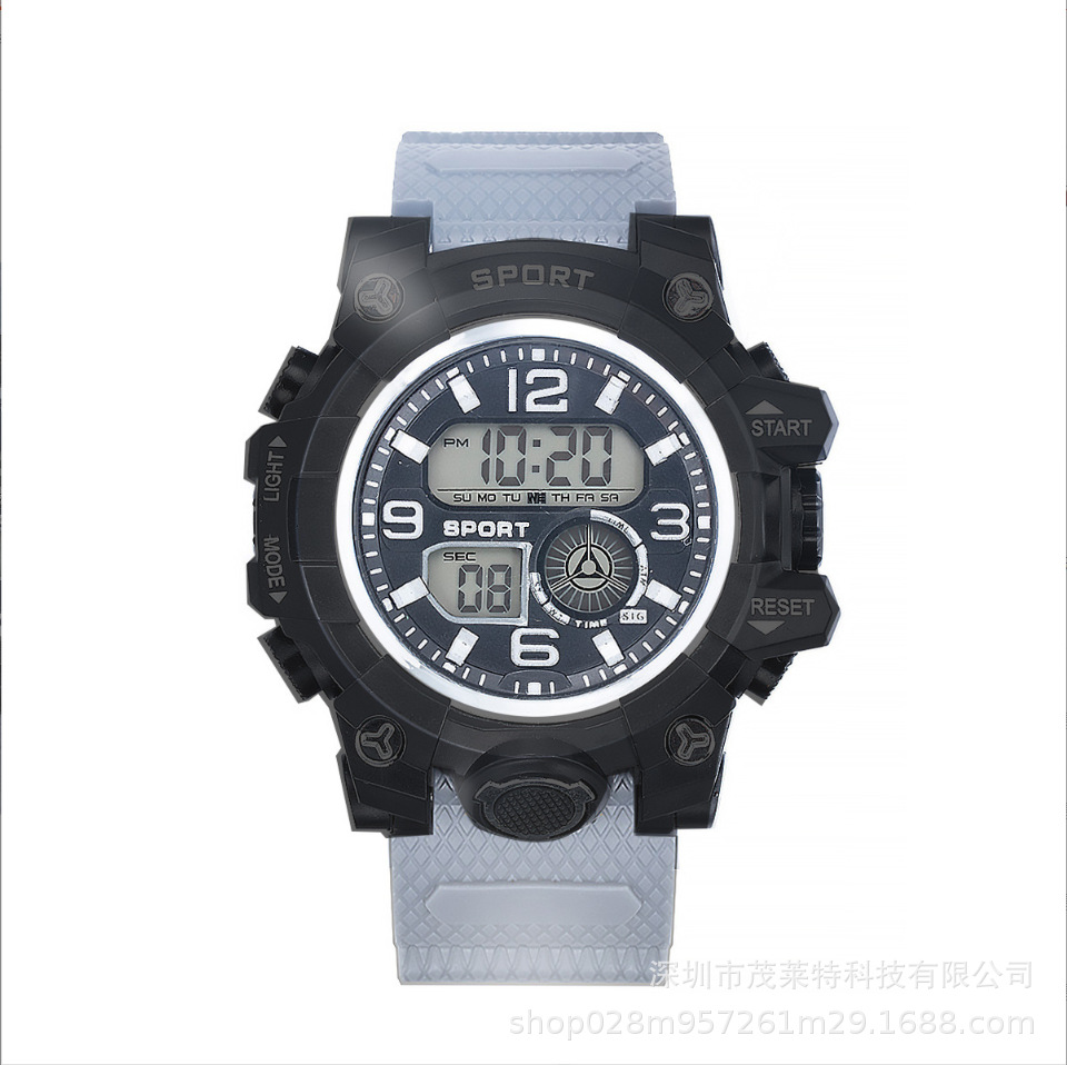 Comercio exterior nuevo reloj electrónico deportivo impermeable para hombres movimiento de luz fría de alta apariencia moda casual reloj al aire libre