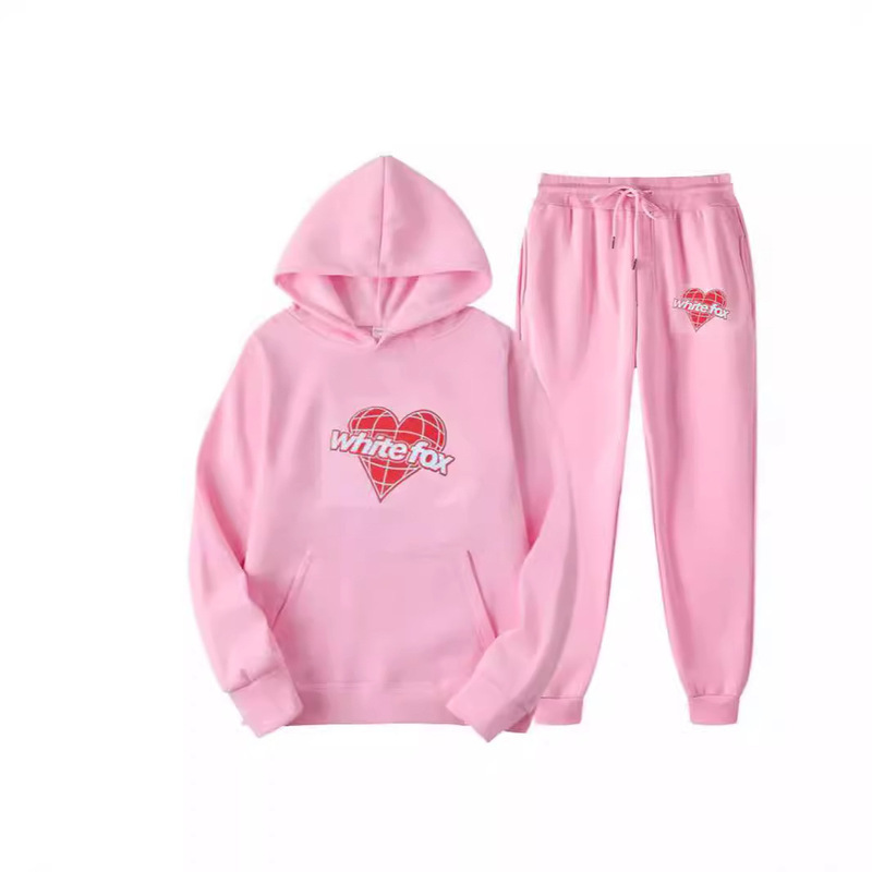 European and American Cross-Border Autumn and Winter New White Fox Sportswear 2-Piece Set Hoodie + Sweatpants Fleece-Lined Loose Casual Sweatshirt Set