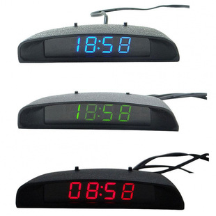 Portable 2 in 1 Car Digital Lcd Clock/Voltmeter/Temperature