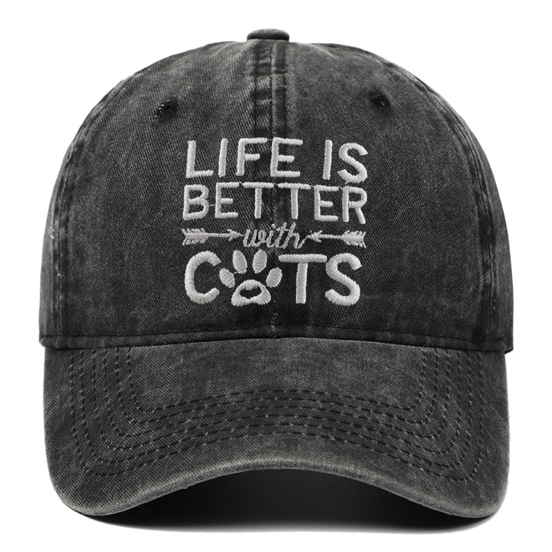 Amazon Men's and Women's Cat Hat Makes Life Better, Funny Adjustable Embroidered Animal Gift Baseball Cap