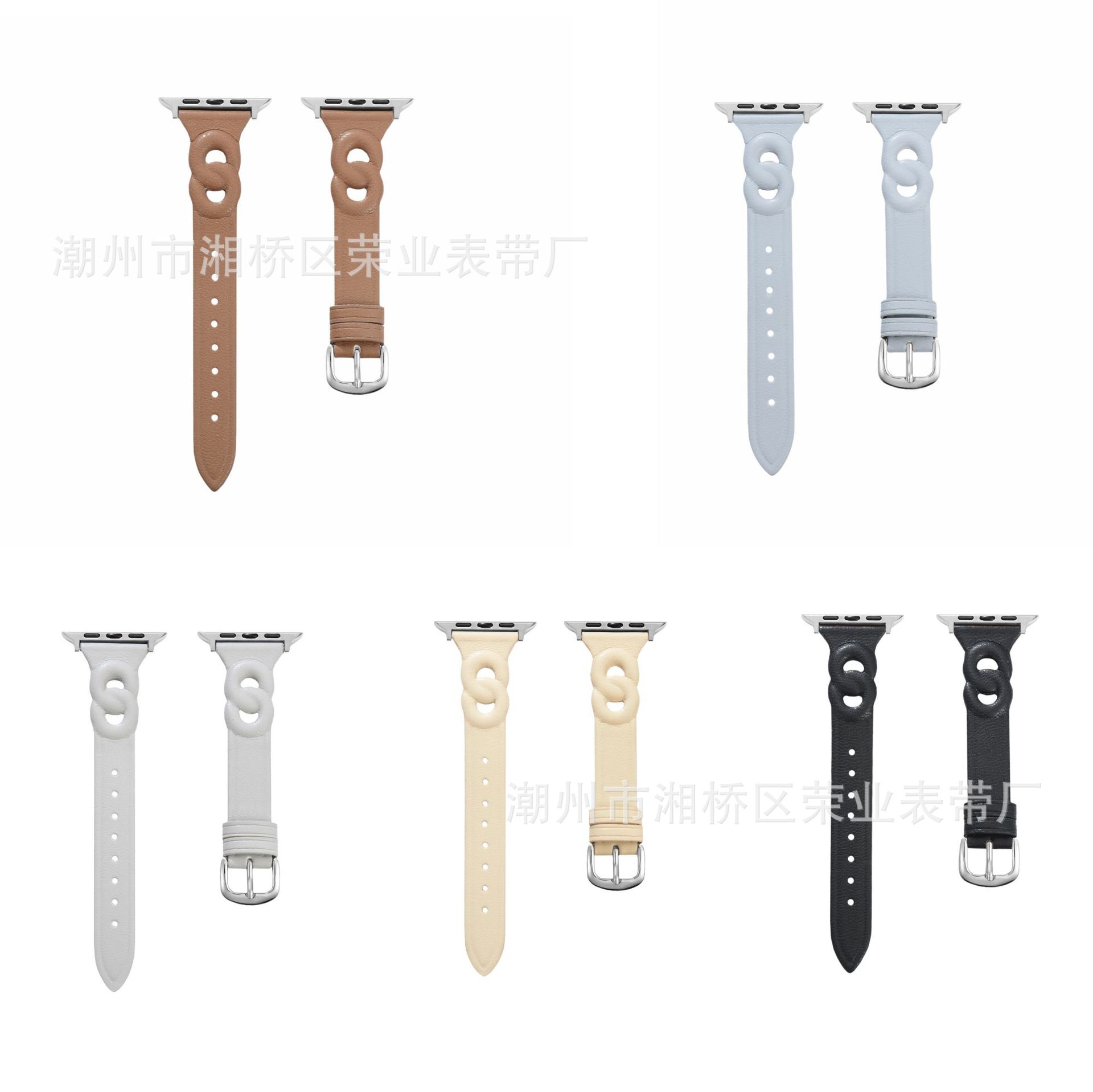 适用苹果手表iwatch765432代真牛皮手表带双环瘦身苹果表带38mm|ms