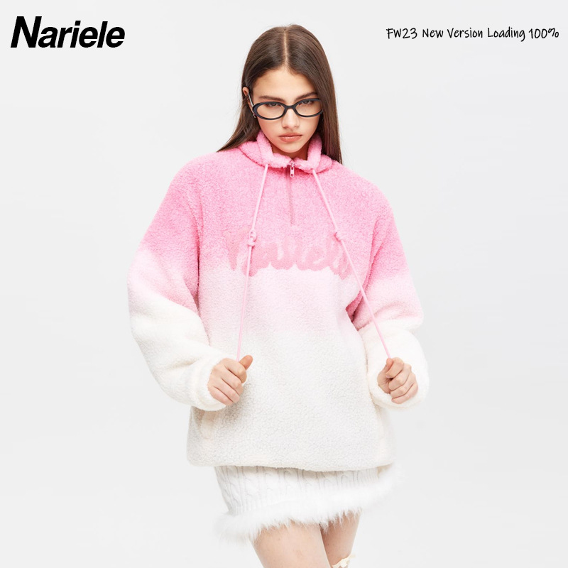 Men's Clothing HeyHenry winter gradient color lamb wool sweatshirt men and women thickened trendy casual versatile lazy style_voghion.com