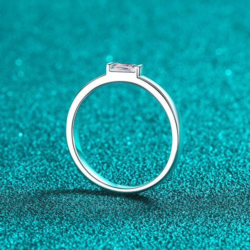 925 sterling silver female emerald cut rectangular chamfered 50 points moissanite ring ring meson