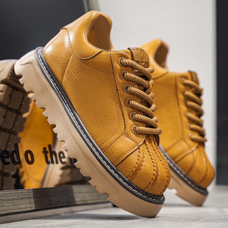 European Trendy Luxury Men's Shoes Autumn and Winter Men's Thick-Soled Height-Increasing Work Shoes Versatile Sports Shell Toe Sneakers