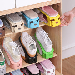 跨境塑料鞋架可調節高度4檔 加厚雙層鞋托一體式鞋子收納架鞋櫃