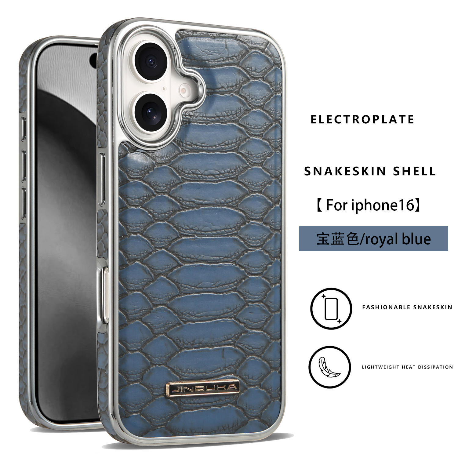 Ốp lưng iPhone 16/17 Pro Max họa tiết da rắn cao cấp, chống rơi toàn diện — màu đen, màu xanh, nâu nhạt, nâu sẫm chi tiết 14