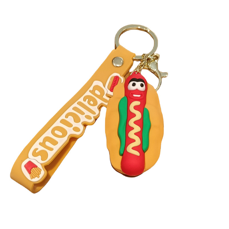 国境を越えたハンバーガーフライドポテトのキーホルダークリエイティブな個性的な人形カップルのかばんストラップのキーホルダープレゼント|undefined