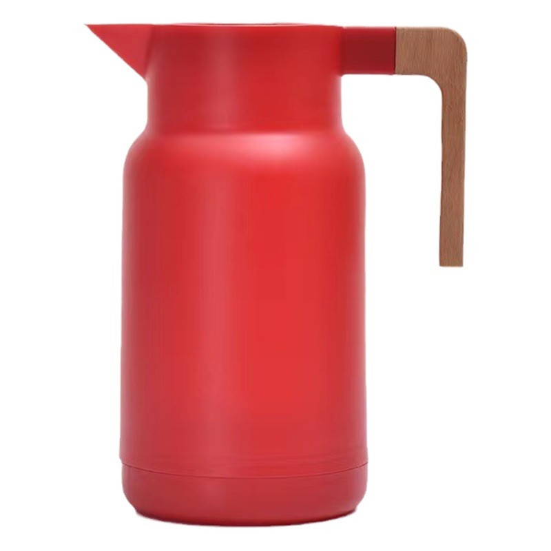 Tetera térmica de acero inoxidable con mango de madera, estilo europeo, para hotel o regalo