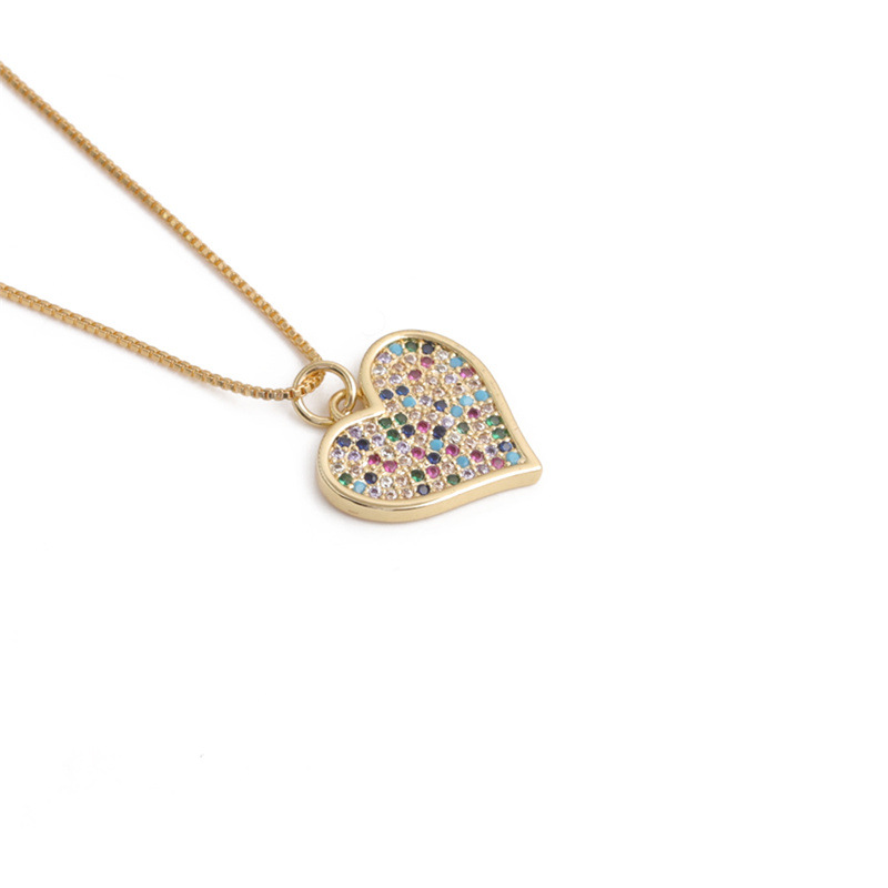 Fashion Heart-shaped Devil Eyes Zircon Pendant Necklace