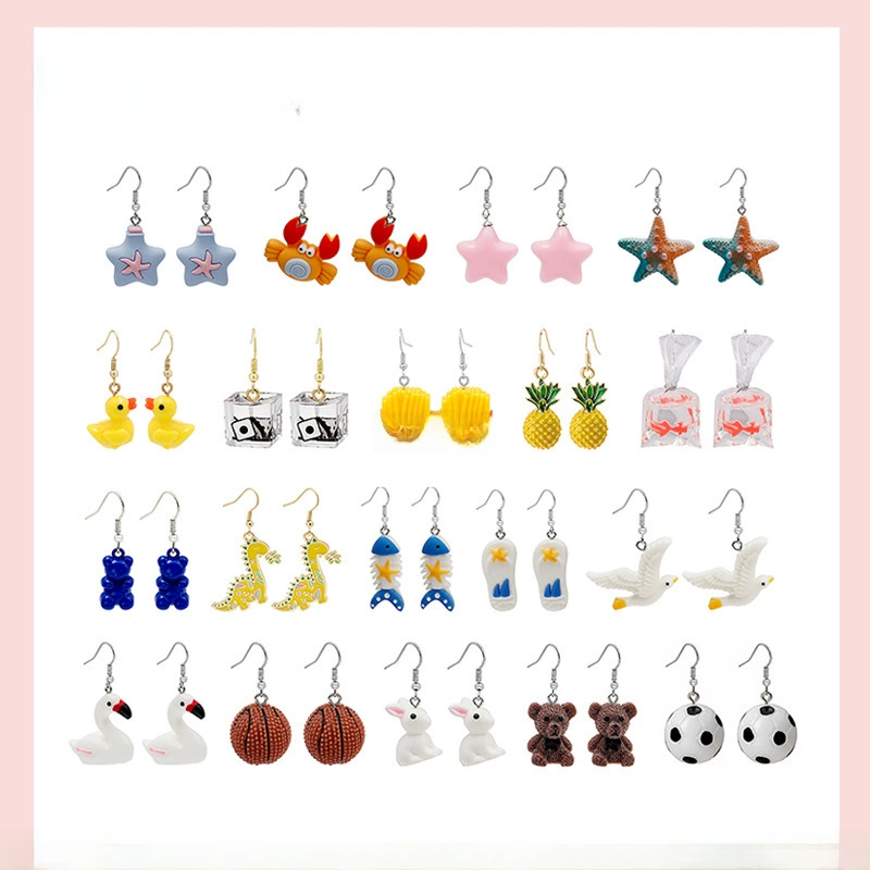 Three dimensional cute earrings, creative basketball marine dice