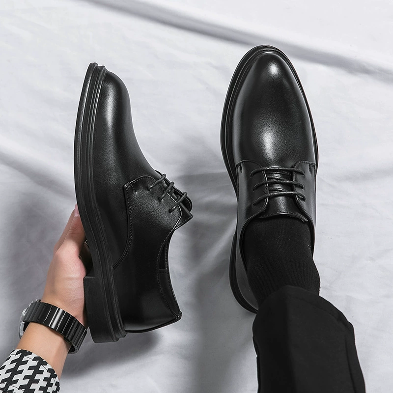 2024 весенне-осенние мужские туфли большой размер 47 англо-стиль трансграничные повседневные маленькие кожаные туфли черный жених туфли