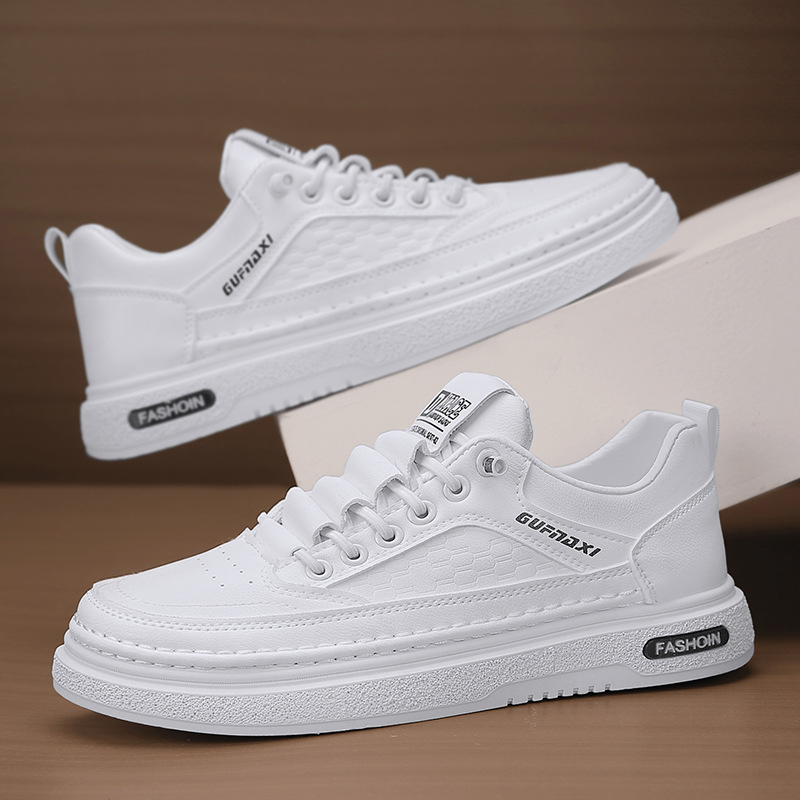 Nueva tendencia, zapatos casuales de todo fósforo para hombres, zapatillas transpirables, zapatos de cuero suave de alta gama, zapatos blancos, zapatillas casuales negras para hombres